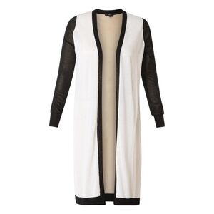 Yesta Julia lightweight colorblock duster cardigan tan black white plus size 18W